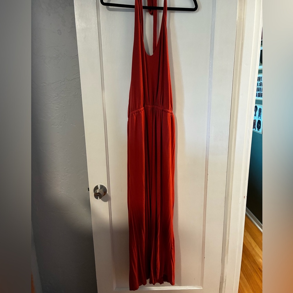 Old Navy Rust Orange Halter Maxi Jumpsuit